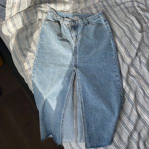 SHEIN size Large denim midi skirt with slit! Like new